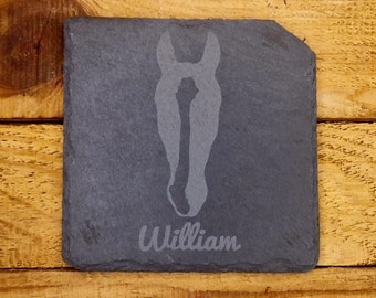 Personalised Slate Horse Silhouette Coaster - Custom Equestrian Drink Holder, Unique Horse Lover Gift