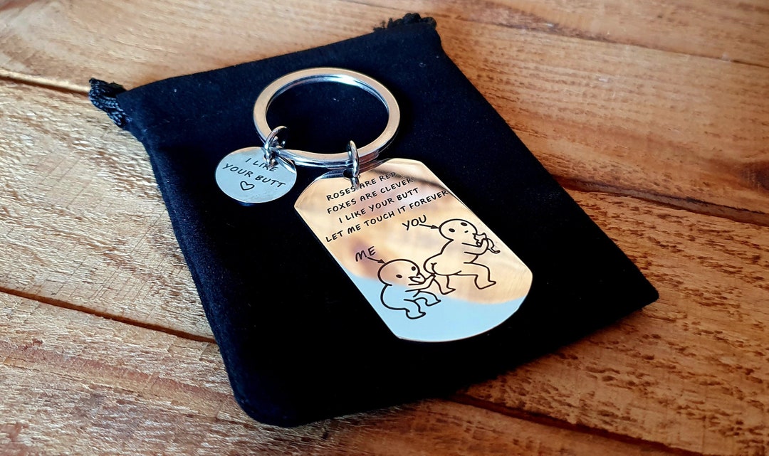Couples Keyring Joke Funny Poem Valentines Etched Metal Chrome Look