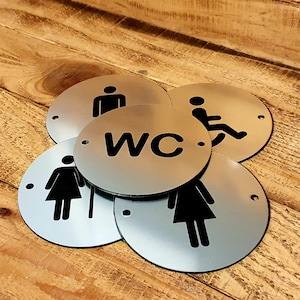 Stylish Acrylic Toilet Door Signs - Self-Adhesive or Screw-On | Custom Restroom Signage for Home & Business