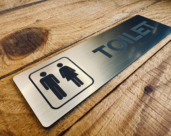 Letrero para puerta de baño unisex moderno y oblongo: placa de baño elegante y con estilo, diseño minimalista y neutro en cuanto al género
