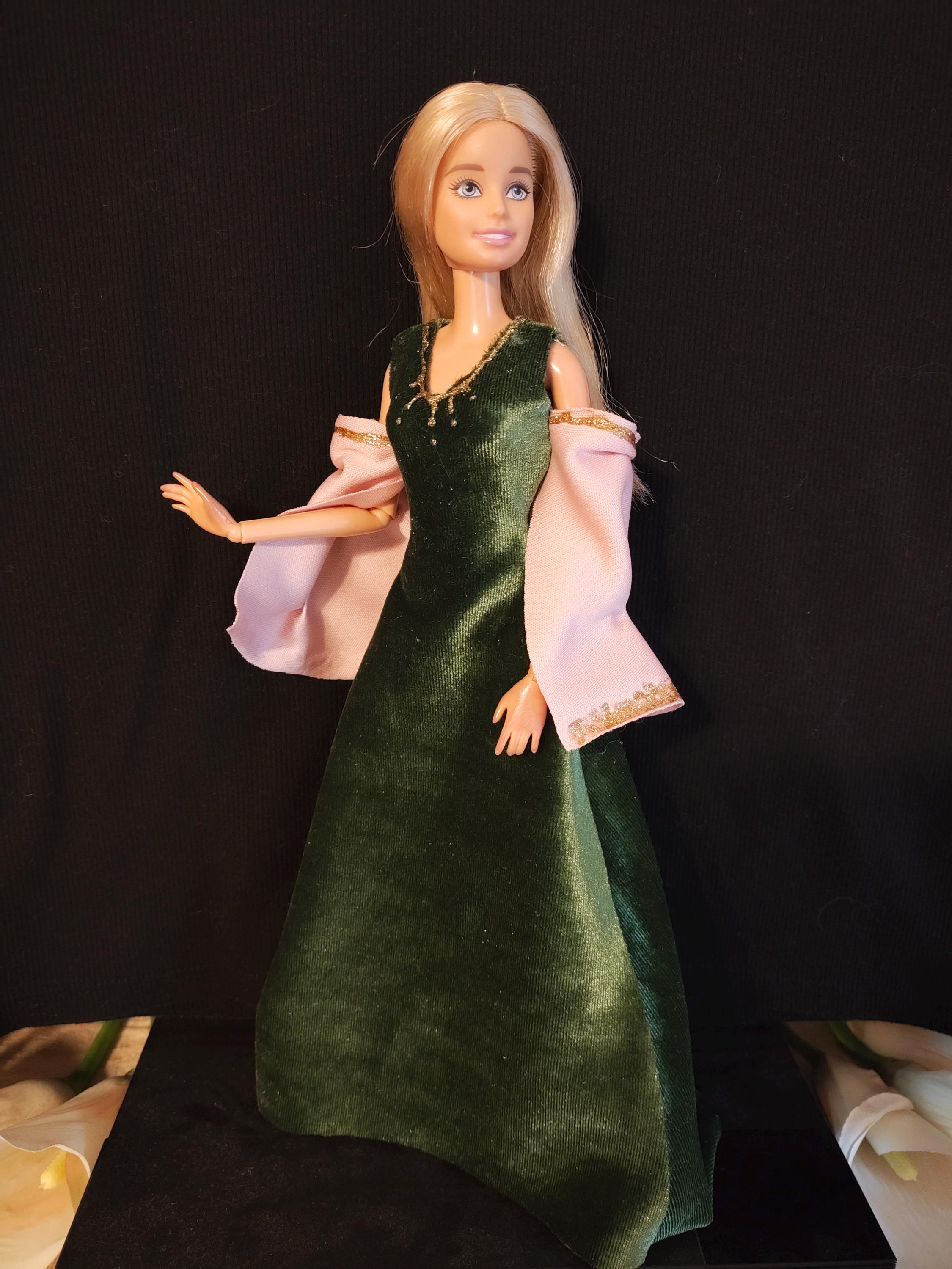 barbie movie green dress sleeve:strapless