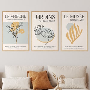 Set of 3 Ligh Blue Wall Art Prints, Exhibition Posters, French Wall Art, Vintage Museum Printables, Matisse Print Set, Pastel Room Decor