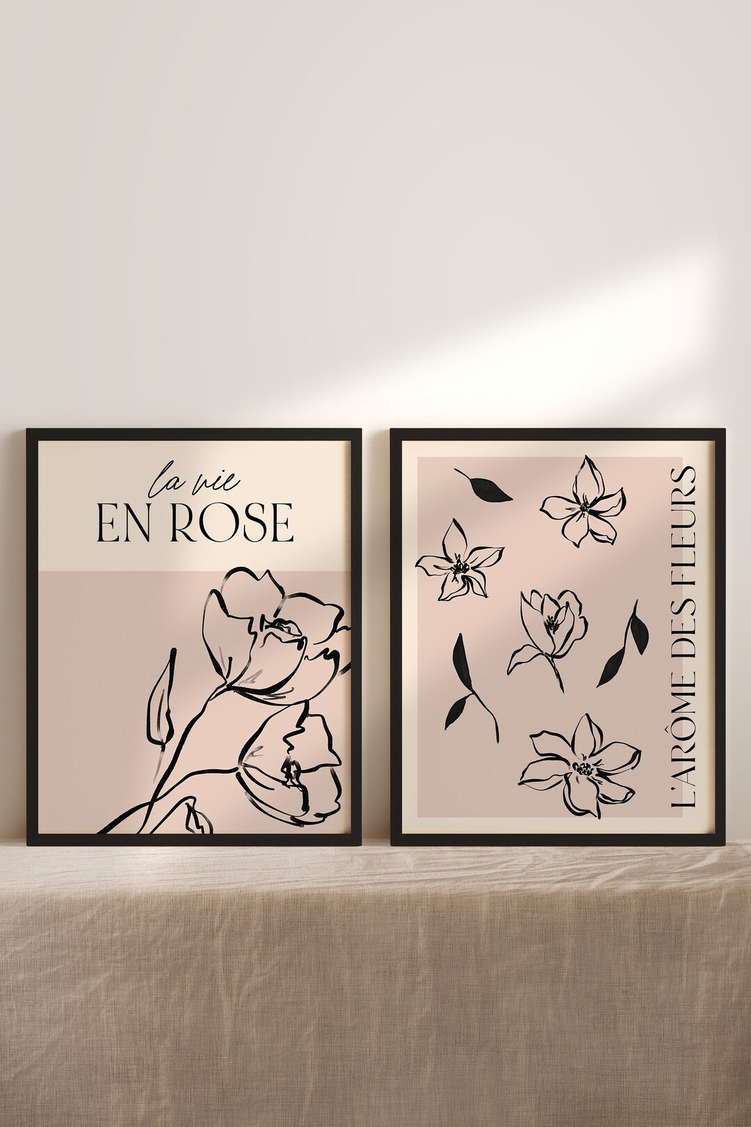 French Floral Wall Art Prints Blush Pink Wall Art Chic Set Etsy