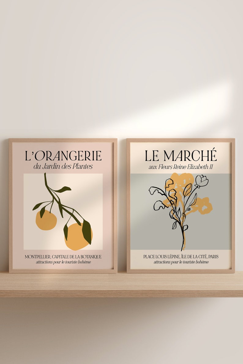 Kitchen Prints Set of 2 Vintage Food Posters, Paris Flower Market Fruits, French Wall Art, Paris Decor, Patisserie, Dining Room Printable image 1