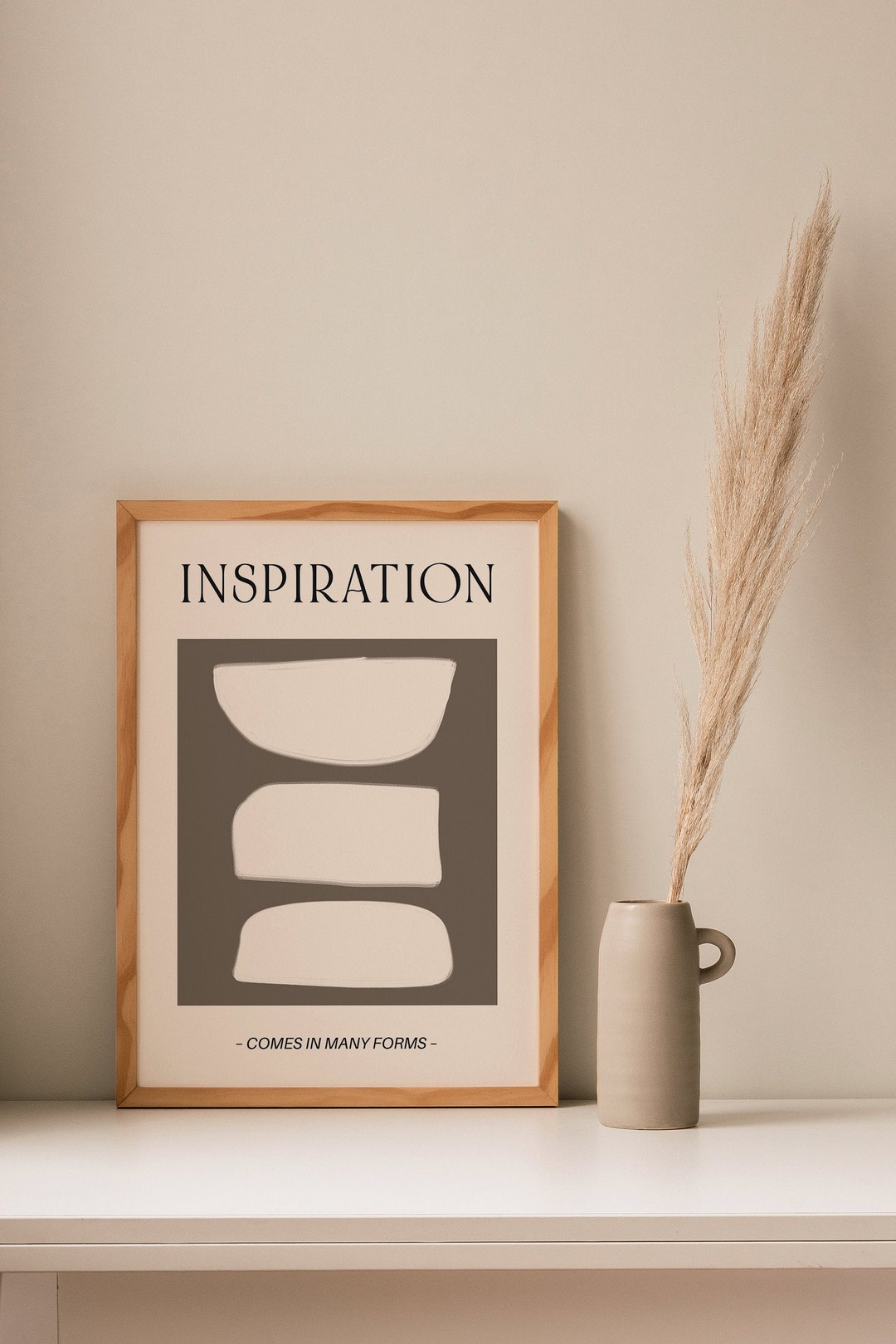 Mid Century Modern Wall Art, Neutral Abstract, Geometric Print, Office ...