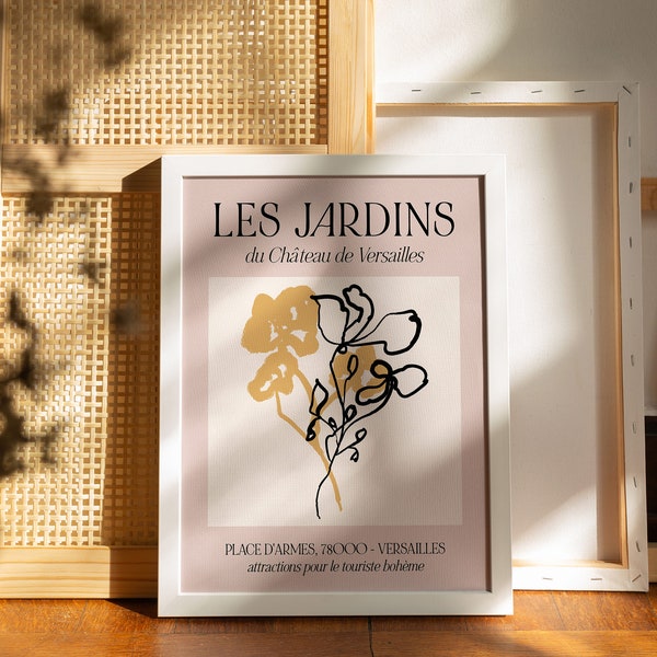 Le Jardin Print Versailles Wall Art, Les Fleurs Print, Pastel Flower Market Poster Travel, France Decor, Parisian Art, Blush Pink Wall Art