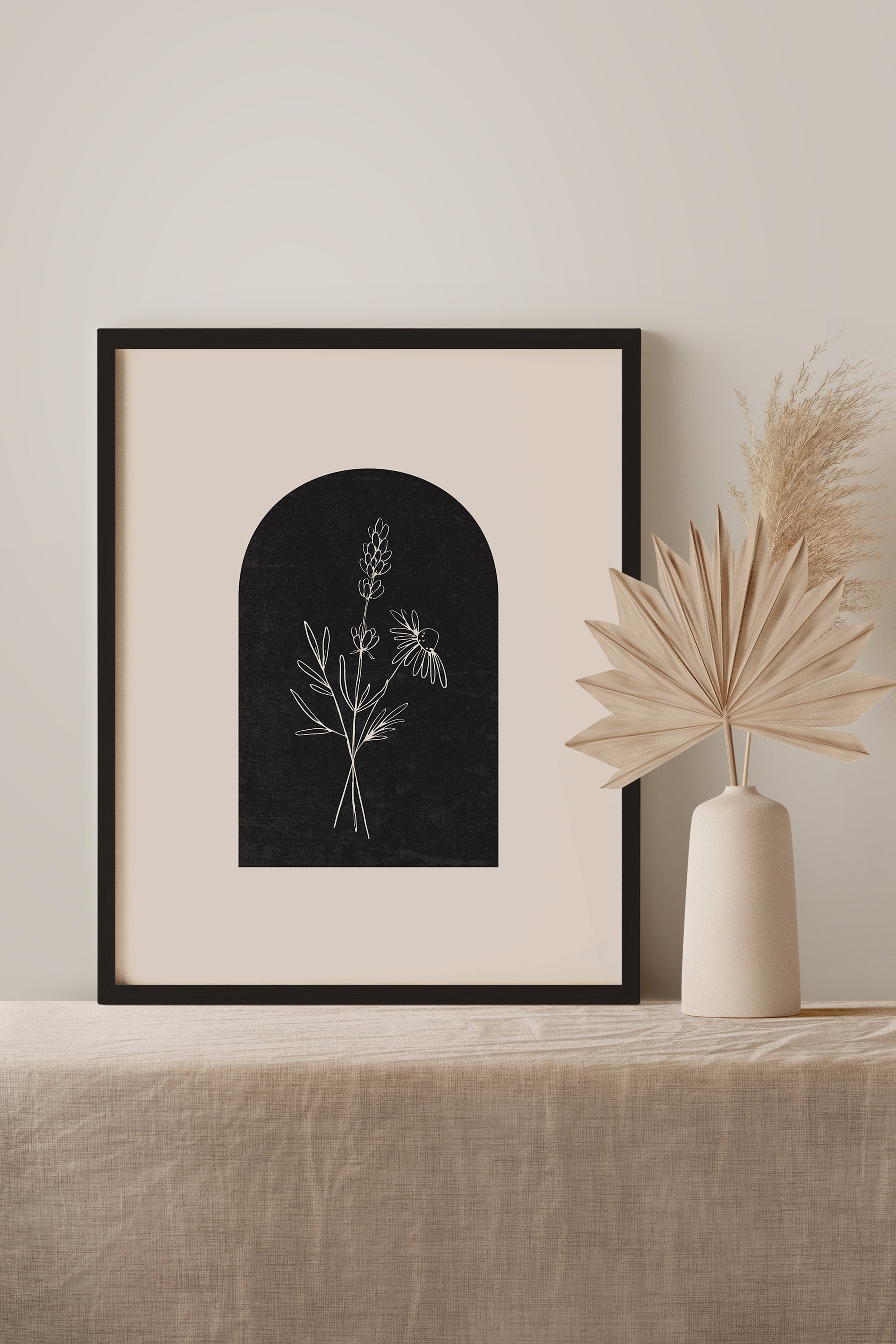 Black Botanical Wall Art, Dark Floral Print, Moody Floral Printable ...
