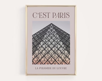 Lilac Print, Paris Poster, Louvre Pyramid, Travel Poster France Wall Art, Parisian Decor, Girly Landmark Print, French Photography, #1BP0184