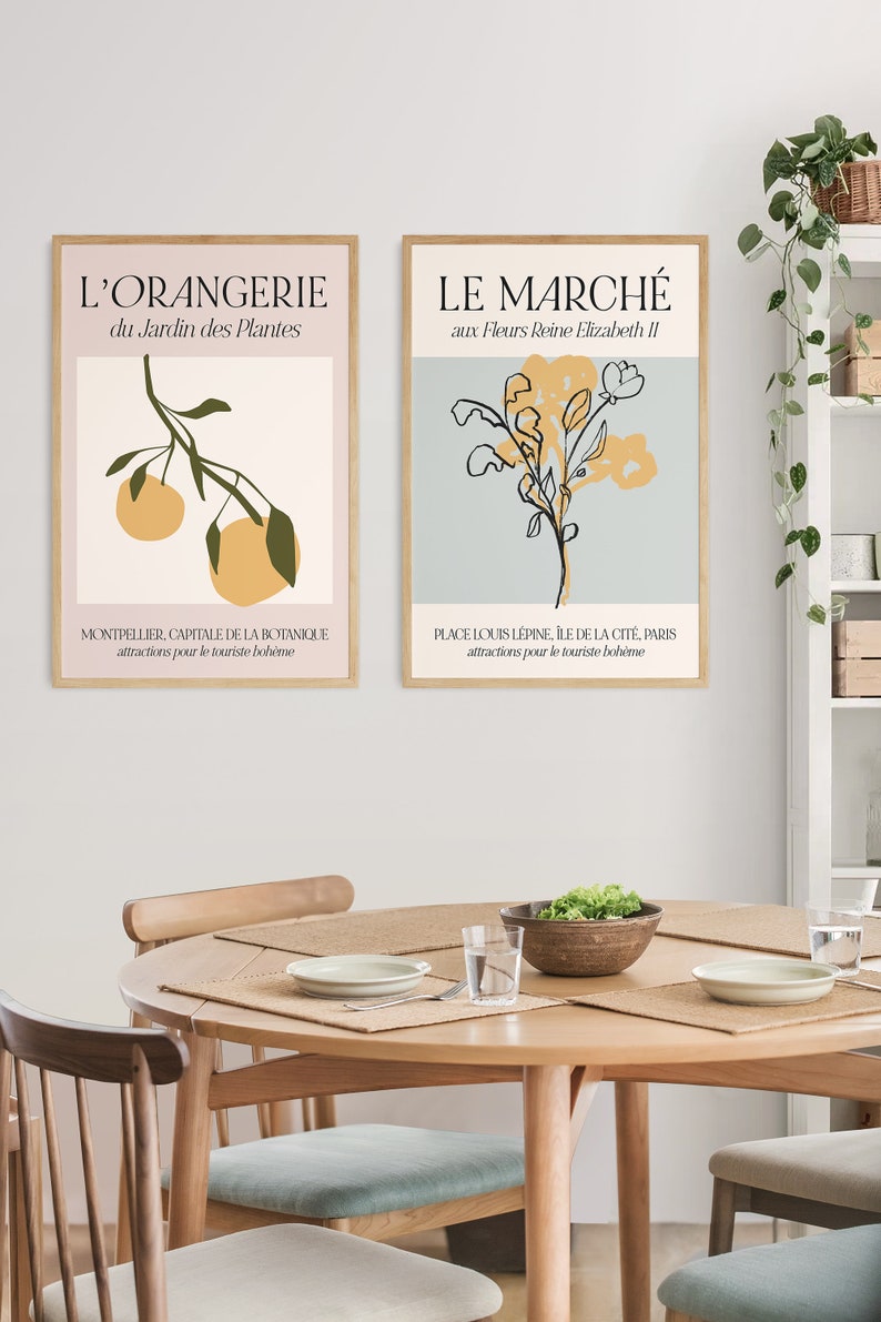 Kitchen Prints Set of 2 Vintage Food Posters, Paris Flower Market Fruits, French Wall Art, Paris Decor, Patisserie, Dining Room Printable image 6