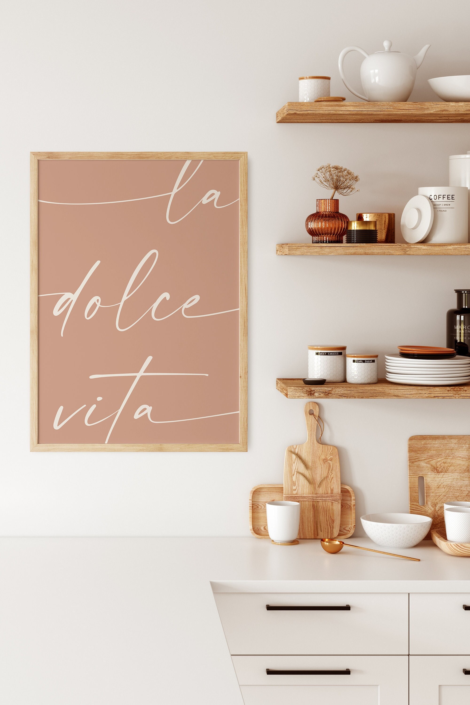 La Dolce Vita Poster Typography Print Blush Pink Wall Art - Etsy