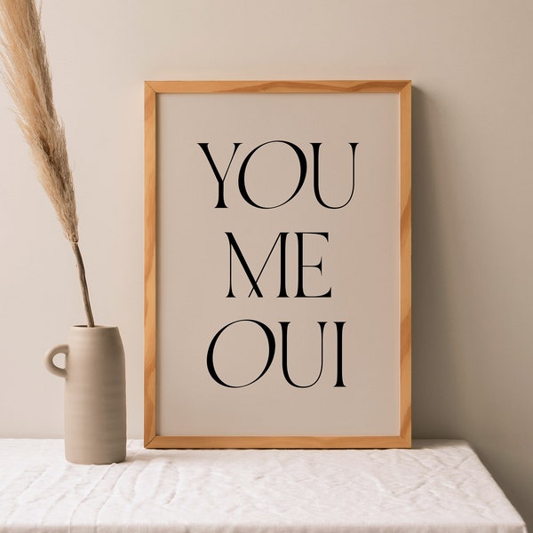 You and Me Love Quote Poster, Typography Wall Art, French Phrase, Printable Romantic Quotes, Couples Bedroom Sign, Parisian Decor, #1BP0190