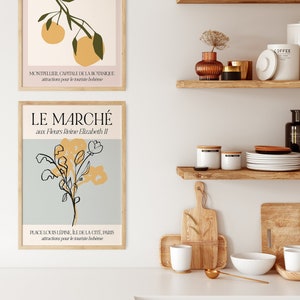 Kitchen Prints Set of 2 Vintage Food Posters, Paris Flower Market Fruits, French Wall Art, Paris Decor, Patisserie, Dining Room Printable image 5