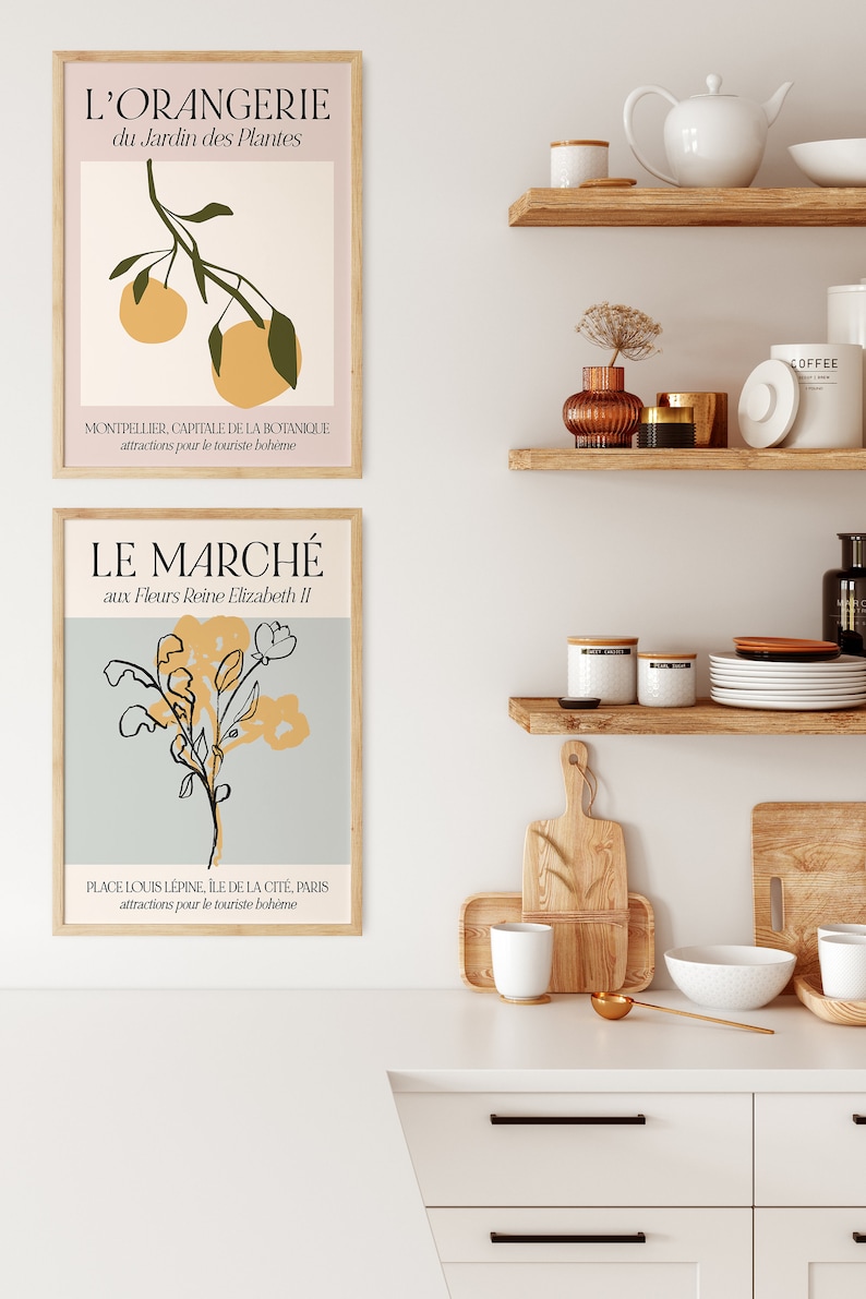 Kitchen Prints Set of 2 Vintage Food Posters, Paris Flower Market Fruits, French Wall Art, Paris Decor, Patisserie, Dining Room Printable image 5