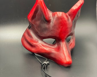 Fox Mask - Handmade Leather Mask Cosplay Wicca LARP Pagan Magic Renaissance Burning Man Mardi Gras Halloween