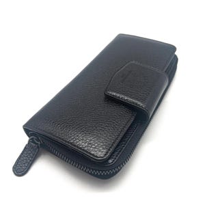 Women's Leather Wallet with Zipper, Large Purse, Multiple Compartment, Gift for Her