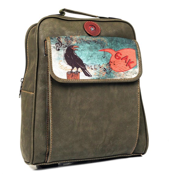 Bird Design Leather Convertible to Backpack, Shoulder Bag  display picture 1