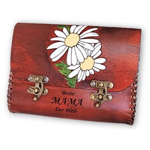 Mother&#39;s Day Gift for Mom – Small Leather Crossbody Bag with White Daisies, Cute Shoulder Bag for Women