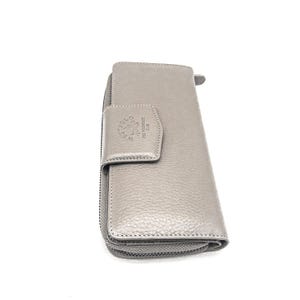 Cartera de piel para mujer con cremallera, cartera grande, regalo para ella.