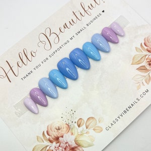 Blue Purple Ombré Press On Nails: Multicolored Basic Nails