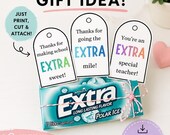 Teacher Appreciation Gift Tags Printable, Extra Gum Tag, Candy Teacher Gift, End of Year Teacher Gift, Instant Download, Canva Template