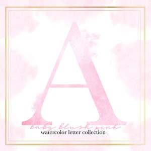 Baby Pink Watercolor letters, Clipart watercolor fonts