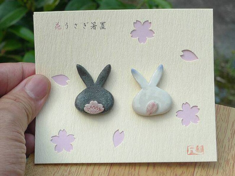 Flower Rabbit Chopstick Rests Set Made in Japan Kyoto ceramic\u3000Kyotoware Kyotoceramic
