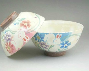 Japanese Hand-drawn Rabbit Porcelain Tea Cup Ceramic Soup Bowl S 170ml 03925