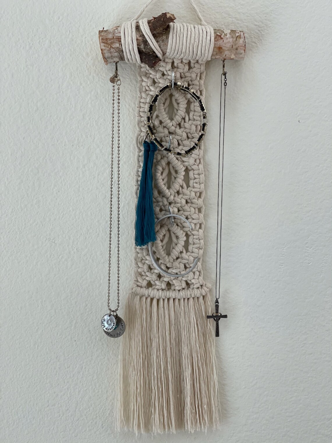 Macrame Key Hanger Macrame Jewelry Holder Boho Wall Etsy