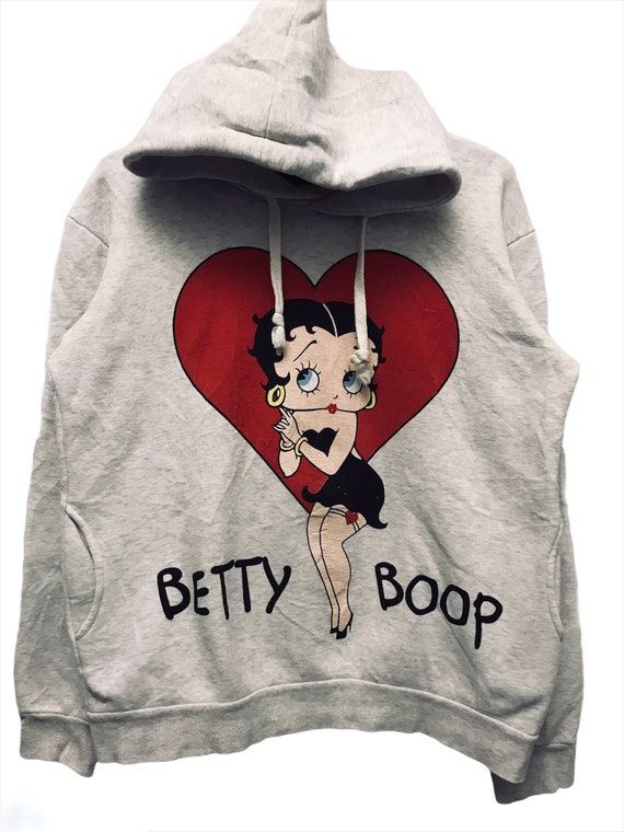 Betty Boop Cartoon Big Printed Vintage 90s White Hoodie