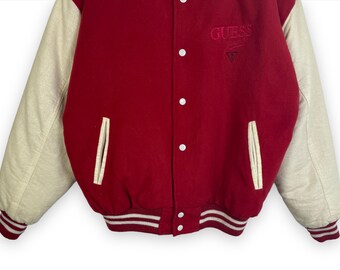 稀少 GUESS 90s USA製 バックロゴ ムートンボアジャケット XL GUESS ゲス ジャケット ボア フリースジャケット メンズ