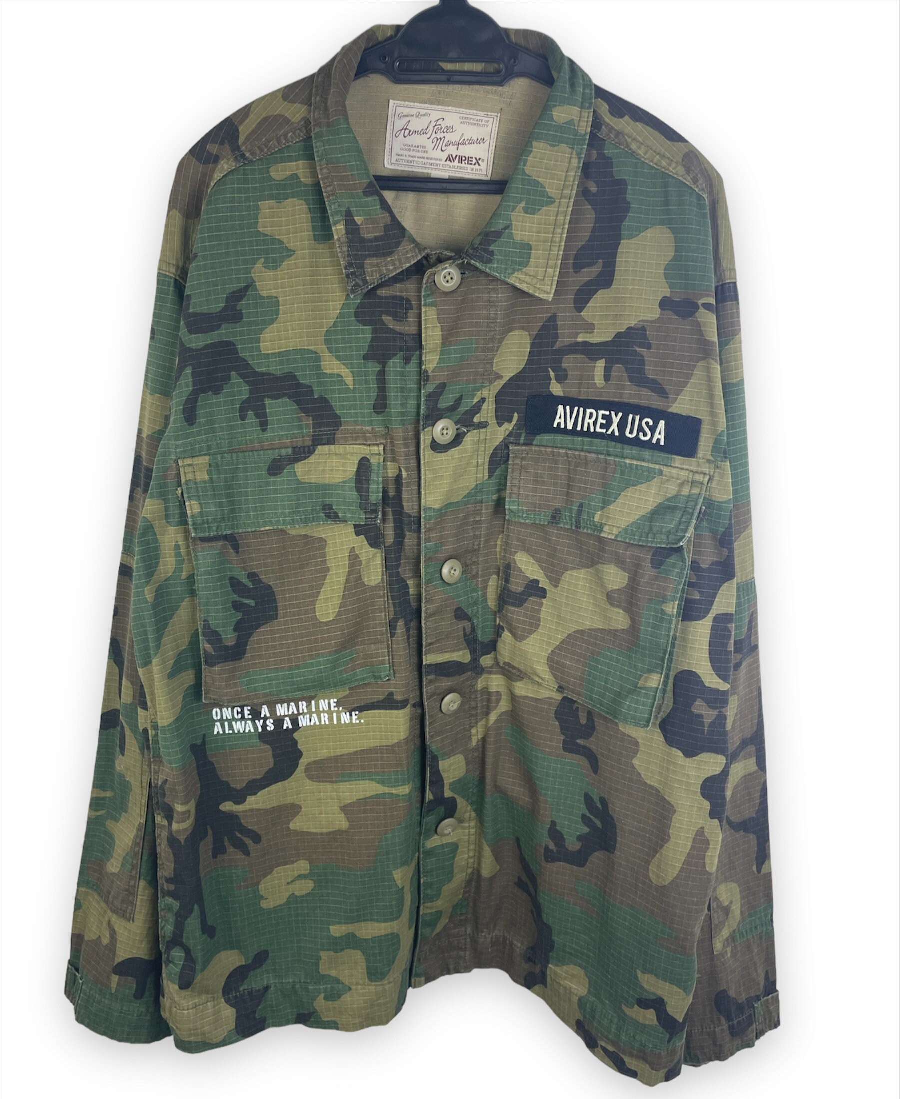 AVIREX MA-1 Large Green Camo reversible Bomber Jacket 575 Wu