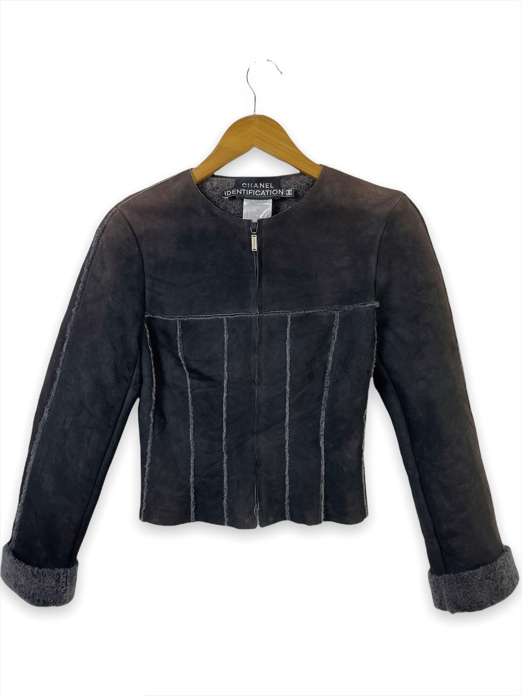 CHANEL, Jackets & Coats, Vintage Chanel 999 Tan Suede Sheepskin Cropped  Jacket Size Fr 38
