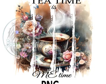 Tea Time Is Me Time PNG | Vintage Brushstroke Digital Download | Motivational PNG | Retro Summer PNG |