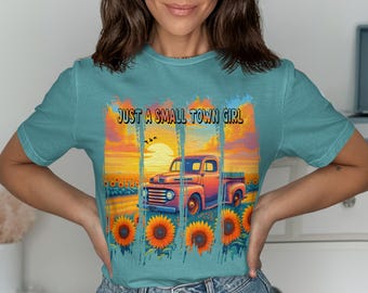 Just a Small Town Girl PNG | Rustic Brushstroke Country Quote | Digital Download | DIY Shirt Design Clipart