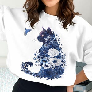 Cat Shirt PNG |  Wildflower cat png | Flower Cat sublimation, Cat Silhouette | Cute Cat with Flowers Clipart | Cat Mom Gift | Cat Day