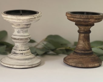 Wooden Candle Sticks, 13cm