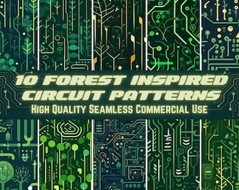 Forest Circuit Board Pattern: Seamless Tech Designs (Digital Download)