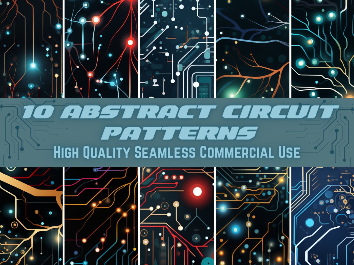 Abstract Circuitry & Neuronal Networks Seamless Pattern Bundle, Digital Download, Tech-Inspired Backgrounds for Web Design  Crafting