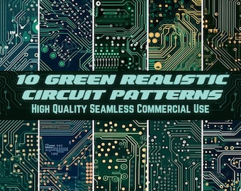 Green Circuit Board Pattern - Seamless Tech Paper (Digital Download)