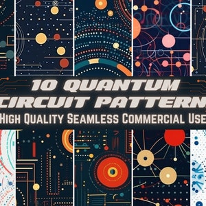 10 High-Quality Quantum Circuit Board Seamless Pattern - Downloadable Digital Paper Pack for DIY Projects, Crafts, Backgrounds and More