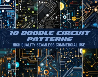 Modèle de carte de circuit imprimé Doodle, papier technique transparent (téléchargement numérique)