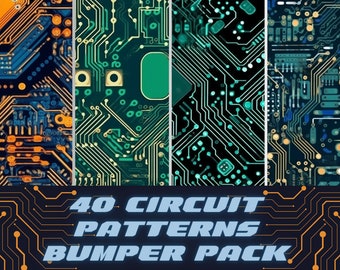 Circuit Board Pattern, Tech Scrapbook Paper Pack (Digital Download)