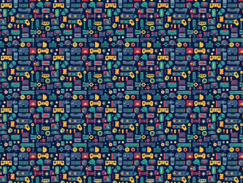 Retro Gaming Seamless Patterns: 80s Style Digital Paper (downloadable ...