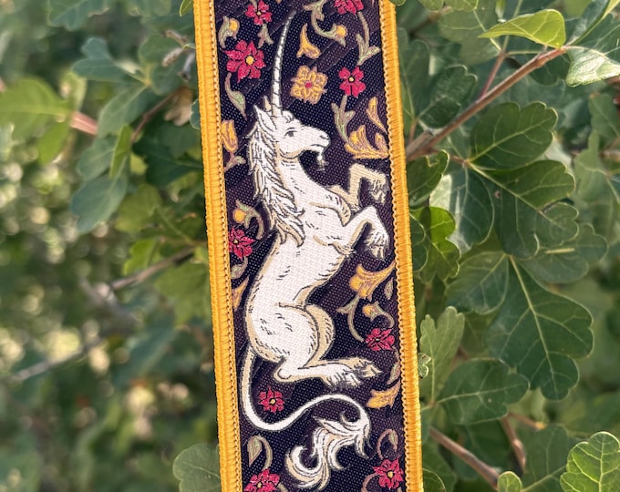 Medieval Unicorn Tapestry-Inspired Woven Keychain