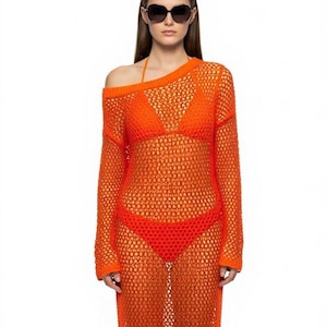 See Through  Beach Dress Long Mesh Dress Sheer Summer Dress Women Fishnet Beachwear