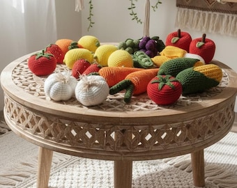 Vegetable set, Fruit set, Fruit toys, Vegetable toys, Crochet toys, Stuffed toys, Crochet play food set