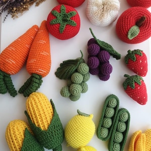 Vegetable set, Fruit set, Fruit toys, Vegetable toys Baby, Baby gift, Crochet toys for Kids, Stuffed toys toddler , Crochet play food set