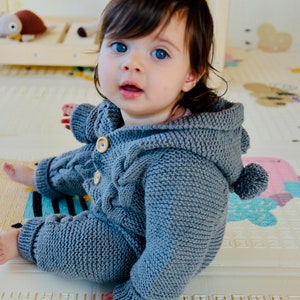 Blue knit romper, Blue romper baby, Blue romper newborn, Newborn clothing, Knit clothing baby boy, 1st birthday gift