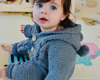 Blue knit romper, Blue romper baby, Blue romper newborn, Newborn clothing, Knit clothing baby boy, 1st birthday gift