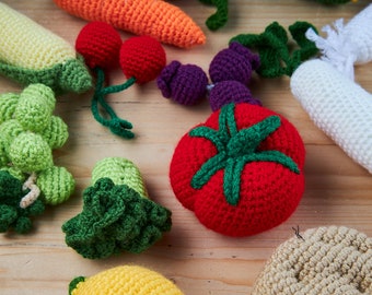 Jouets au crochet pour tout-petits, jouets de légumes farcis, ensemble de nourriture au crochet, ensemble de jouets de légumes, ensemble de jouets de fruits, jouets de légumes,